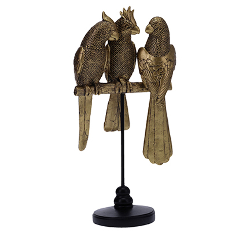 Статуэтка Three Golden Parrots Золотой Черный Статуэтка Three Golden Parrots Золотой Черный в Брянске | Loft Concept