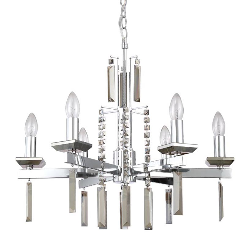 Люстра Vivien Crystal Chrome Chandelier 6 Хром Серый Люстра Vivien Crystal Chrome Chandelier 6 Хром Серый в Брянске | Loft Concept