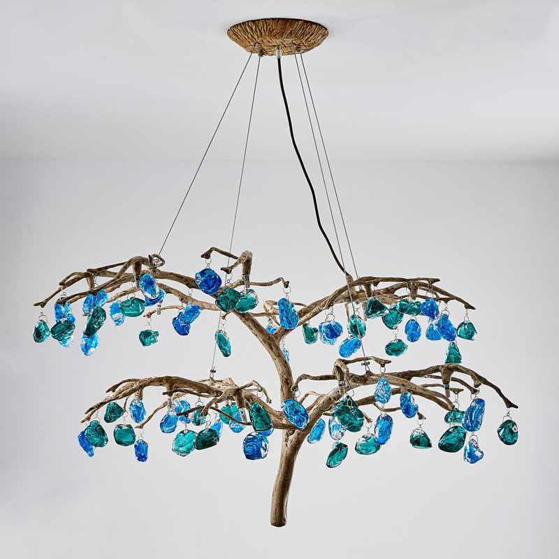 Люстра Precious Tree Chandelier Винтажное Светлое Золото Синий Бирюзовый Люстра Precious Tree Chandelier Винтажное Светлое Золото Синий Бирюзовый в Брянске | Loft Concept