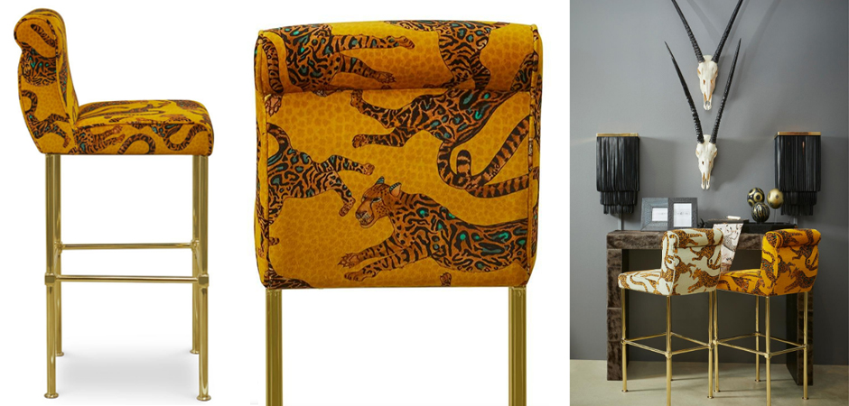 Барный Стул Сафари с орнаментом Kings Gold Bar Stool Оранжевый Барный Стул Сафари с орнаментом Kings Gold Bar Stool Оранжевый - Loft-Concept в Брянске