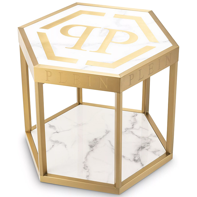 Приставной стол Philipp Plein Side Table Billionaire Золотой Белый Мрамор Bianco Приставной стол Philipp Plein Side Table Billionaire Золотой Белый Мрамор Bianco в Брянске | Loft Concept