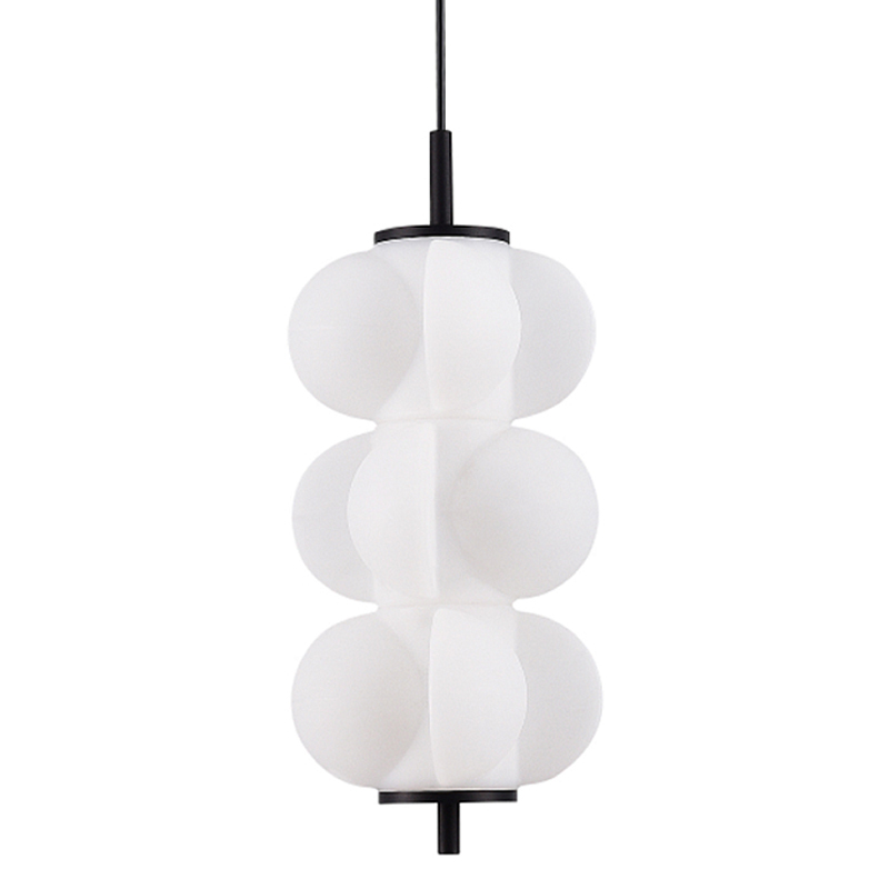 Светодиодный подвесной светильник геометрической формы с белым воздушным плафоном Glowing Cloud Белый Черный в Брянске | Loft Concept 