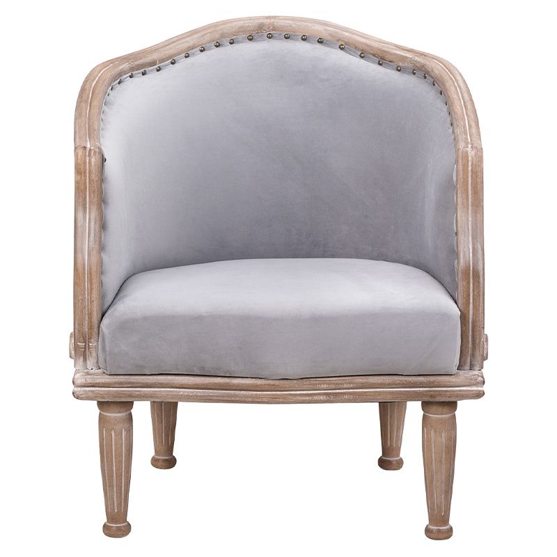 Кресло низкое с мягкой обивкой из велюра на 4-х деревянных ножках Emile Armchair grey Серый Коричневый Кресло низкое с мягкой обивкой из велюра на 4-х деревянных ножках Emile Armchair grey Серый Коричневый в Брянске | Loft Concept