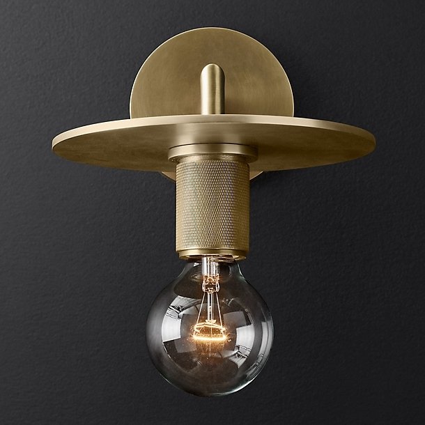 Бра RH Utilitaire Knurled Disk Shade Sconce Brass Латунь Бра RH Utilitaire Knurled Disk Shade Sconce Brass Латунь в Брянске | Loft Concept