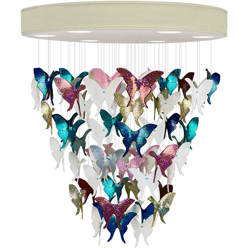 Люстра Цветные Бабочки Жемчужно-серая база Night Butterflies Chandelier Multi Color Бежево-серый Мульти Люстра Цветные Бабочки Жемчужно-серая база Night Butterflies Chandelier Multi Color Бежево-серый Мульти в Брянске | Loft Concept