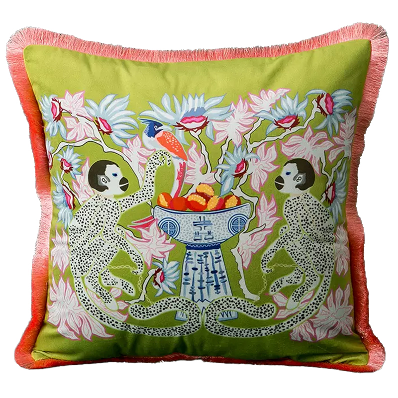 Декоративная подушка Two Monkeys Green Cushion Мульти Салатовый в Брянске | Loft Concept 