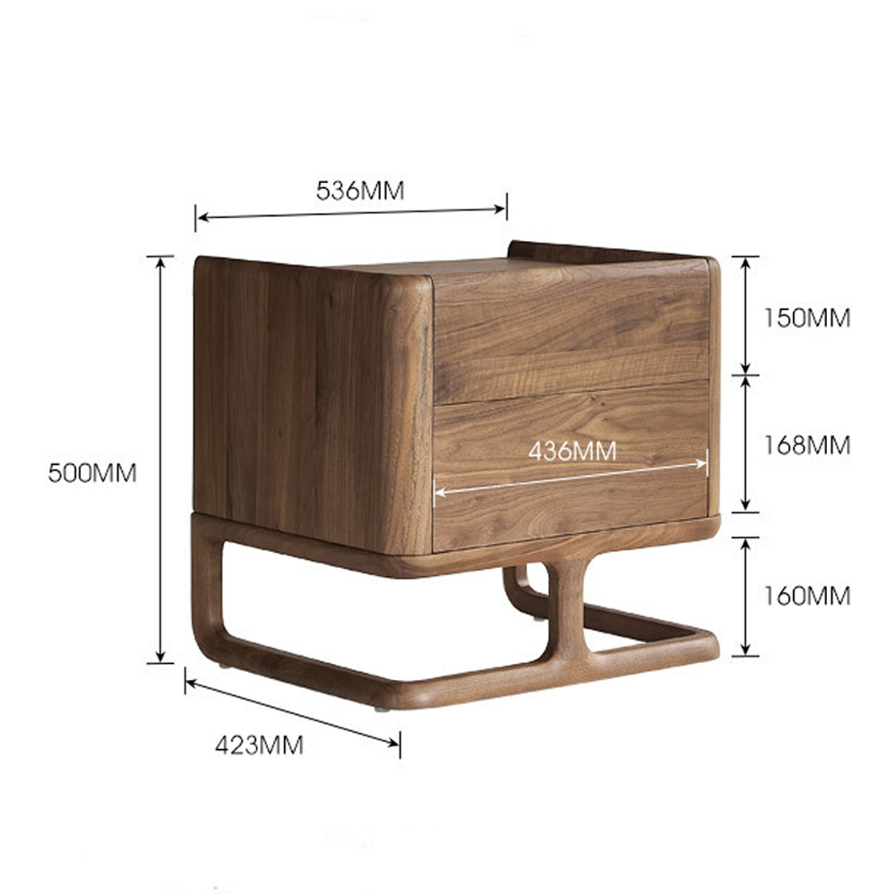 Прикроватный деревянный столик с 2-мя ящиками Moon Walnut Furniture в Брянске