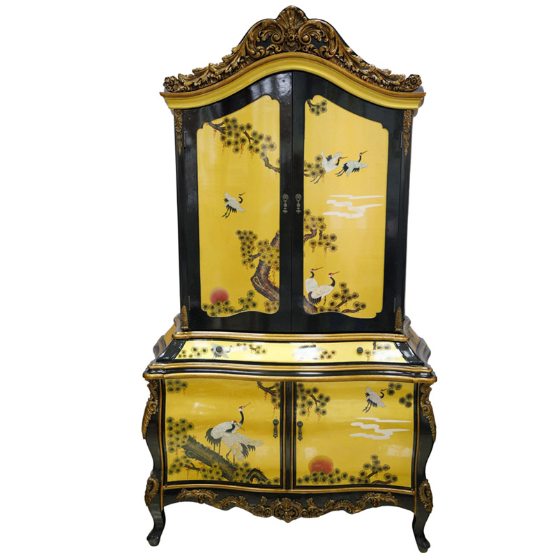 Китайский шкаф Grus cabinet Черный Золотой Китайский шкаф Grus cabinet Черный Золотой в Брянске | Loft Concept