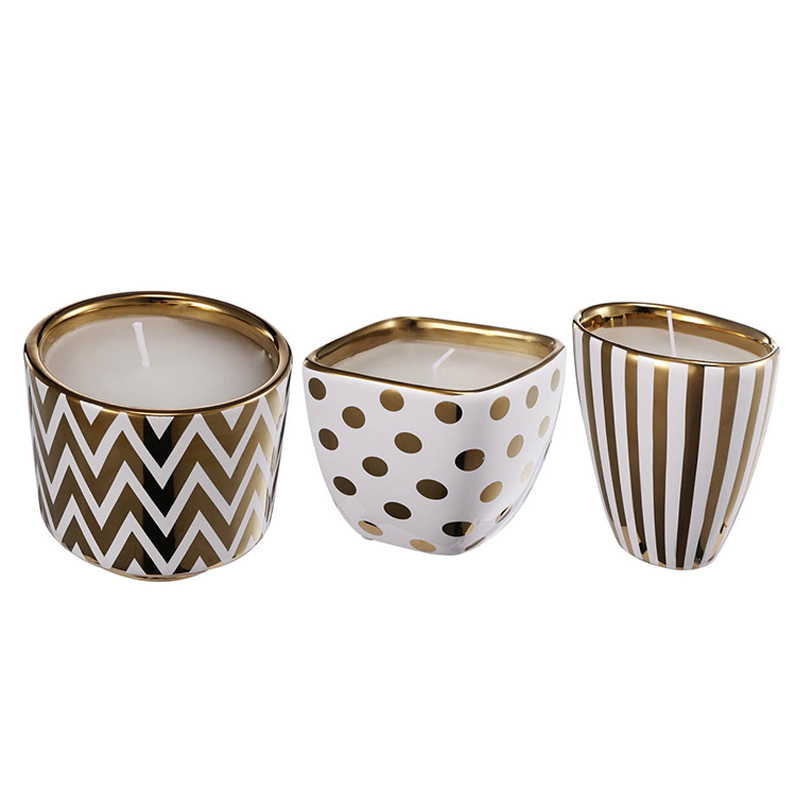 Набор из 3-х подсвечников Gold & White Ornament Белый Золотой Набор из 3-х подсвечников Gold & White Ornament Белый Золотой в Брянске | Loft Concept