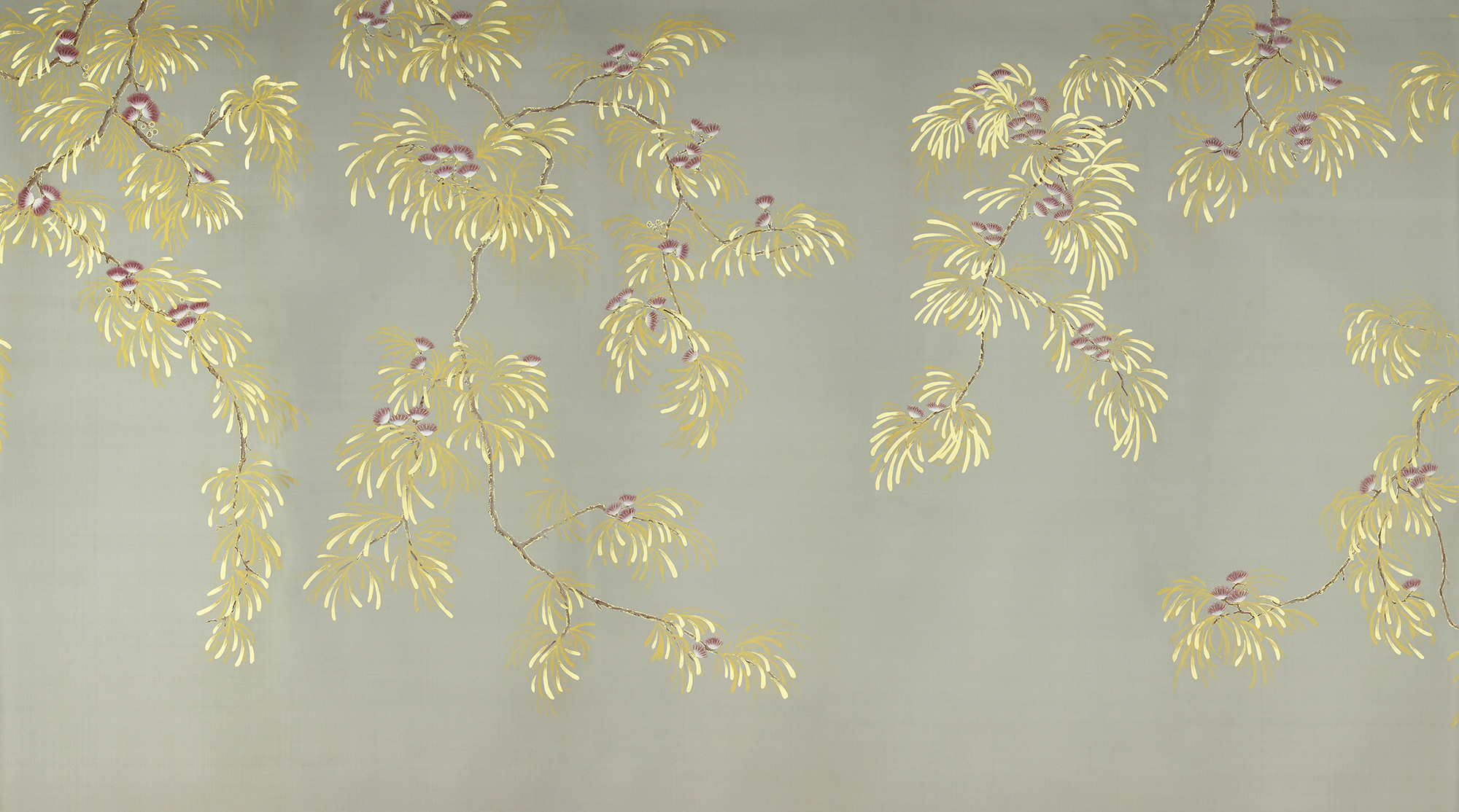 Обои ручная роспись Silk Tree Colourway SC-80 on Pale Grey dyed silk Обои ручная роспись Silk Tree Colourway SC-80 on Pale Grey dyed silk - постер Loft-Concept в Брянске
