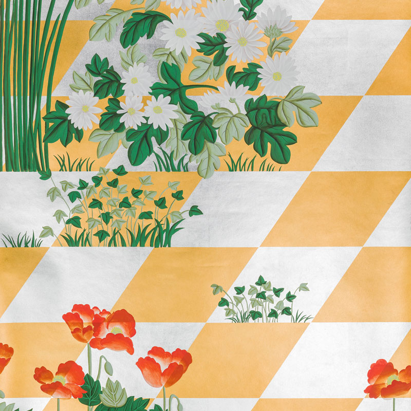 Обои ручная роспись Tiled Meadow Original colourway on Egyptian Gold gilded paper Обои ручная роспись Tiled Meadow Original colourway on Egyptian Gold gilded paper в Брянске | Loft Concept