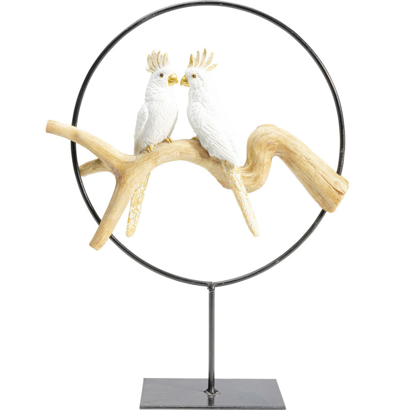 Статуэтка White Parrots in a ring Белый Древесина Черный Статуэтка White Parrots in a ring Белый Древесина Черный в Брянске | Loft Concept