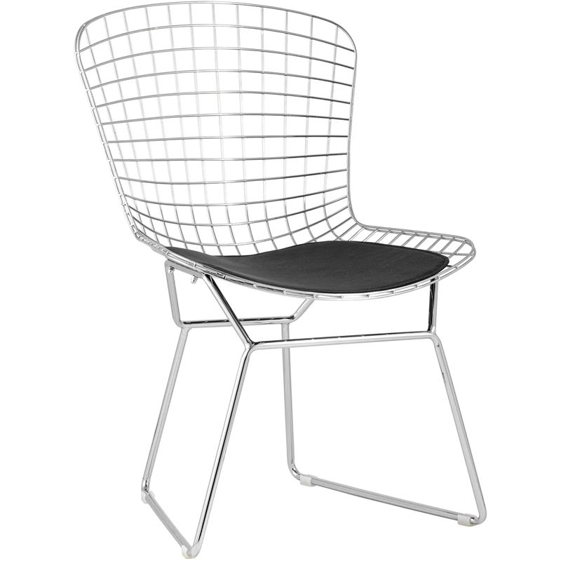 Стул Bertoia Chair Хромированный с Черной подушкой Хром Черный Стул Bertoia Chair Хромированный с Черной подушкой Хром Черный в Брянске | Loft Concept