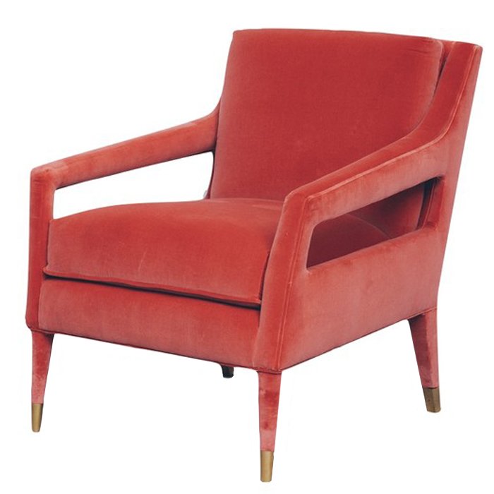 Кресло Open Arm Club Chair Красный Латунь Кресло Open Arm Club Chair Красный Латунь в Брянске | Loft Concept