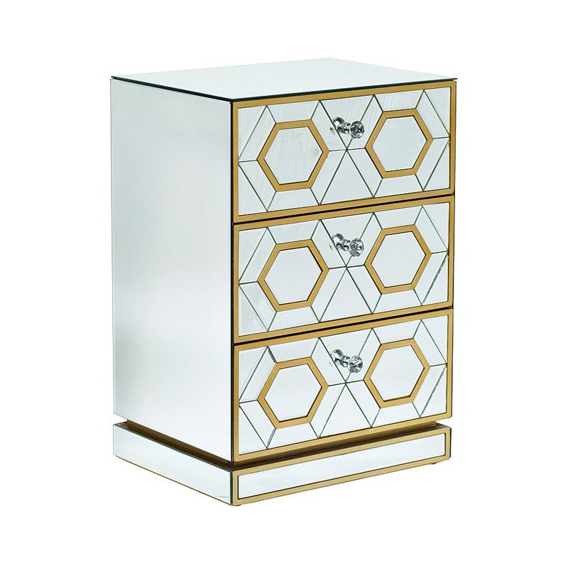 Комод зеркальный с 3-мя ящиками Mirrored Commode 3 drawers Золотой Комод зеркальный с 3-мя ящиками Mirrored Commode 3 drawers Золотой в Брянске | Loft Concept