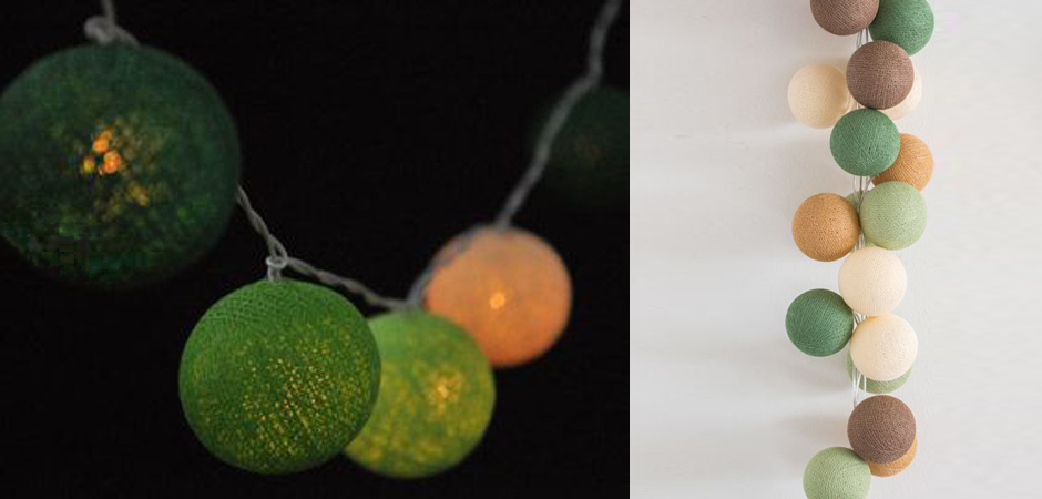 Гирлянда хлопковые фонарики Сotton Ball Forest Green - Loft-Concept в Брянске