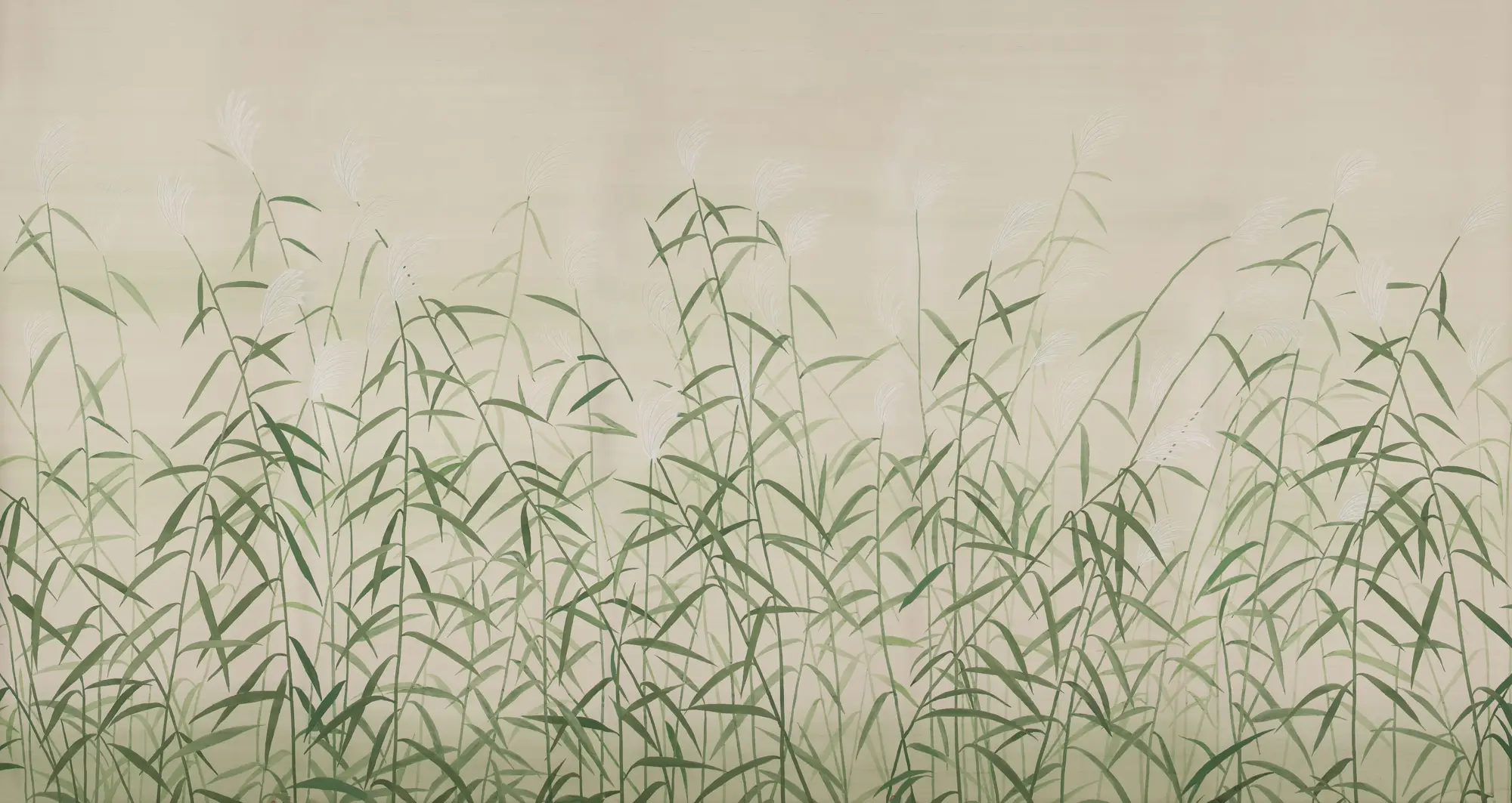 Обои ручная роспись Wild Grasses Special Colourway on Bleached Silver slub silk Обои ручная роспись Wild Grasses Special Colourway on Bleached Silver slub silk - постер Loft-Concept в Брянске