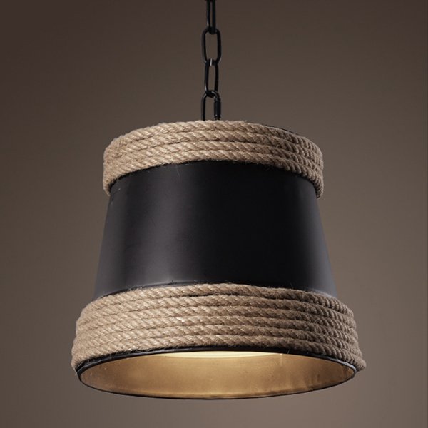 Подвесной светильник Black & Hemp Pendant Lamp Черный Подвесной светильник Black & Hemp Pendant Lamp Черный в Брянске | Loft Concept