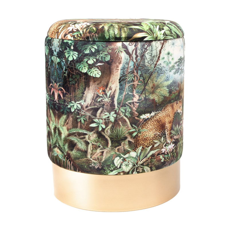 Пуф PUF Jungle Print lynx Мульти Золотой Пуф PUF Jungle Print lynx Мульти Золотой в Брянске | Loft Concept
