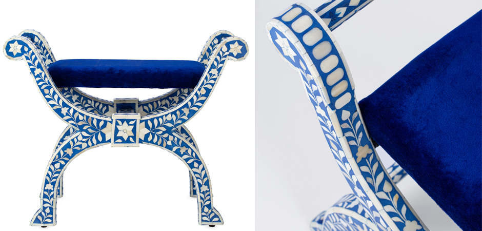 Табурет отделка кость голубой BONE INLAY Jenny Stool Табурет отделка кость голубой BONE INLAY Jenny Stool - Loft-Concept в Брянске