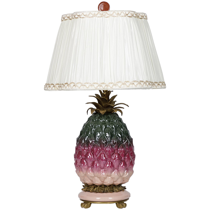 Настольная лампа с абажуром Pineapple Dark Green Purple Table Lamp Белый Бронза Зеленый Розовый в Брянске | Loft Concept 