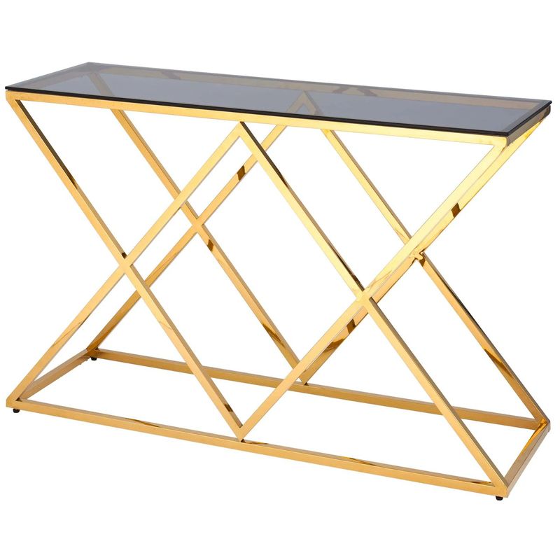 Консоль Geometry Rhombus Gold Золотой Стекло Смок Консоль Geometry Rhombus Gold Золотой Стекло Смок в Брянске | Loft Concept