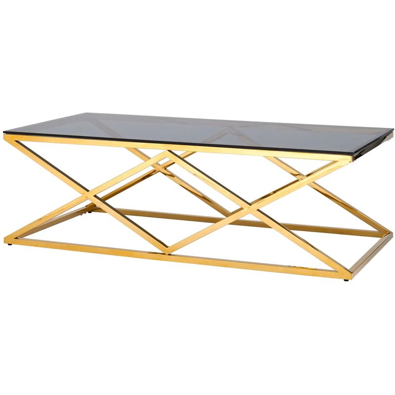 Столик кофейный Geometry Rhombus Gold Золотой Стекло Смок Столик кофейный Geometry Rhombus Gold Золотой Стекло Смок в Брянске | Loft Concept