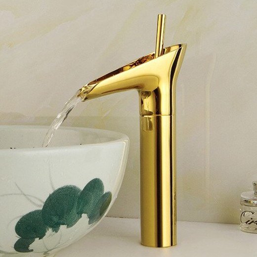 Смеситель для умывальника Золотой Gold toggle Глянцевое золото в Брянске | Loft Concept 