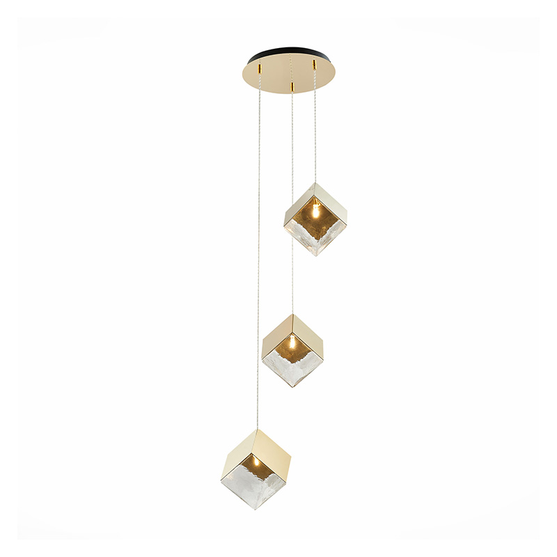 Потолочная люстра Pyrite Chandelier gold cube 3 Золотой Прозрачный Потолочная люстра Pyrite Chandelier gold cube 3 Золотой Прозрачный в Брянске | Loft Concept