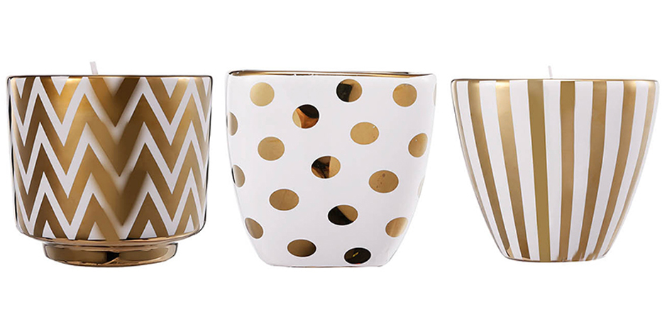 Набор из 3-х подсвечников Gold & White Ornament Набор из 3-х подсвечников Gold & White Ornament - Loft-Concept в Брянске