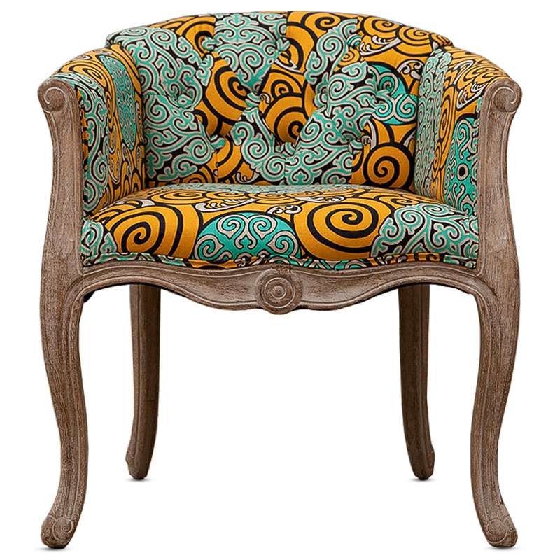 Кресло Yellow and Turquoise Ornament Chair Мульти Бежево-серый Кресло Yellow and Turquoise Ornament Chair Мульти Бежево-серый в Брянске | Loft Concept