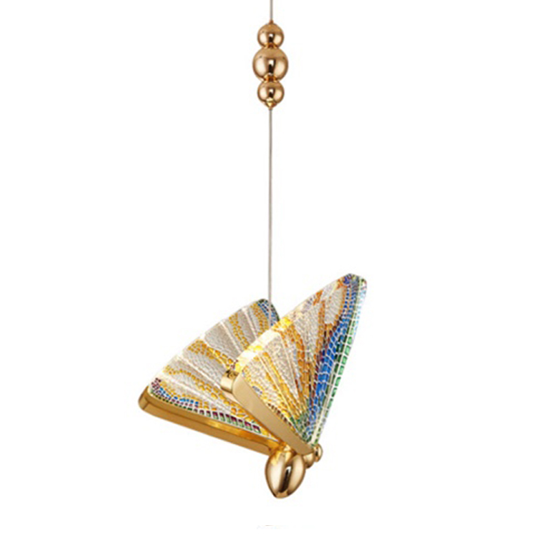 Butterfly Pendant Lamp Colored glass J Мульти Глянцевое золото Butterfly Pendant Lamp Colored glass J Мульти Глянцевое золото в Брянске | Loft Concept