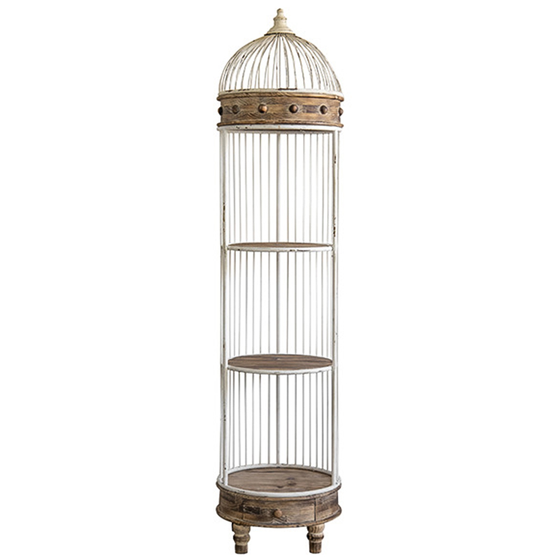 Стеллаж клетка Cage Rack White Provence Белый Коричневый Стеллаж клетка Cage Rack White Provence Белый Коричневый в Брянске | Loft Concept