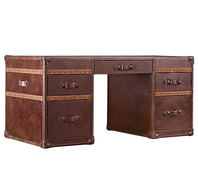 Рабочий Стол Натуральная Кожа RH Mayfair Steamer Trunk Коричневый винтаж в Брянске | Loft Concept 