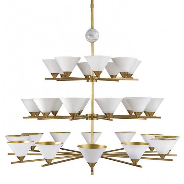 Люстра Cleo Three-tier Chandelier Латунь Белый в Брянске | Loft Concept 