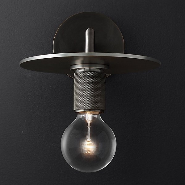Бра RH Utilitaire Knurled Disk Shade Sconce Black Темная бронза Бра RH Utilitaire Knurled Disk Shade Sconce Black Темная бронза в Брянске | Loft Concept