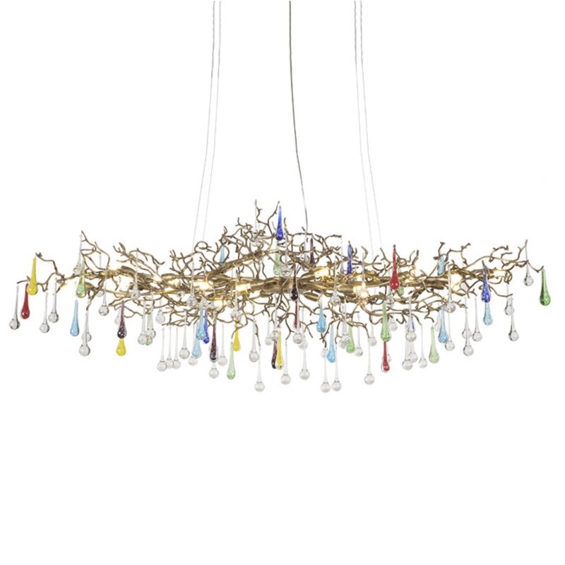 Люстра Waterfall Chandelier Colored Drops Золотой Прозрачный Мульти Люстра Waterfall Chandelier Colored Drops Золотой Прозрачный Мульти в Брянске | Loft Concept