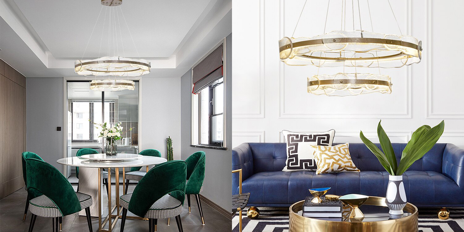 Люстра golden 2 RING horizontal chandelier  - фото