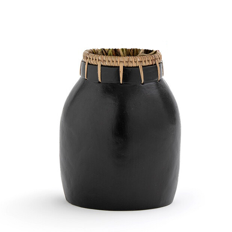 Ваза Ceramic Vase & Rattan D17 Черный Ваза Ceramic Vase & Rattan D17 Черный в Брянске | Loft Concept