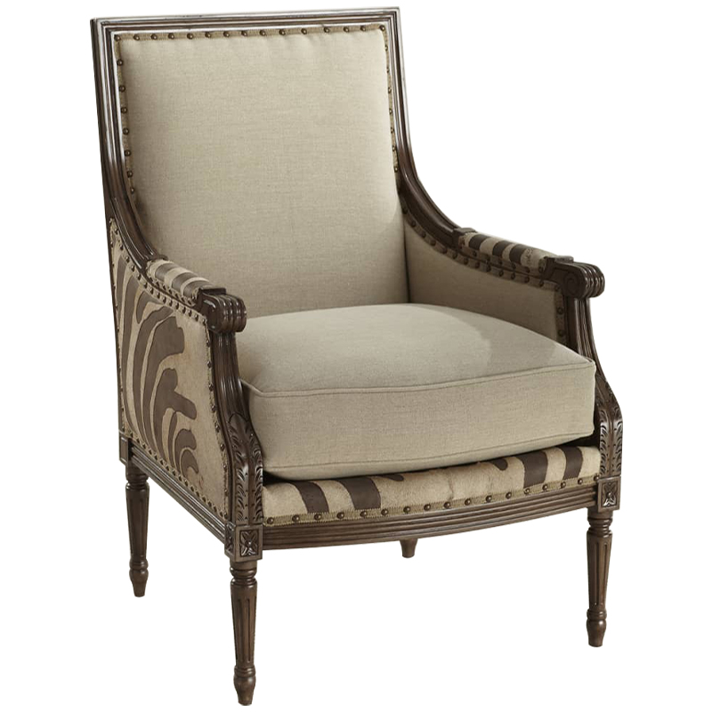 Кресло Massoud Annie Zebra Washed Leather Linen Chair Коричневый Бежево-серый Кресло Massoud Annie Zebra Washed Leather Linen Chair Коричневый Бежево-серый в Брянске | Loft Concept