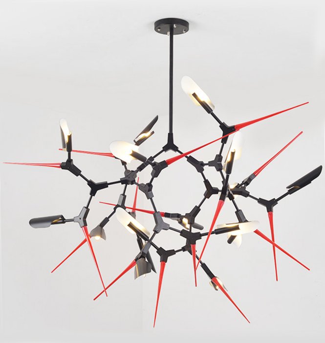 Люстра Red Spikes Chandelier 16 Черный Красный Люстра Red Spikes Chandelier 16 Черный Красный в Брянске | Loft Concept