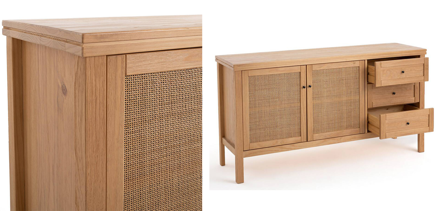 Комод в скандинавском стиле с 2-мя плетеными дверцами Niels Wicker Chest of drawers - фото №1