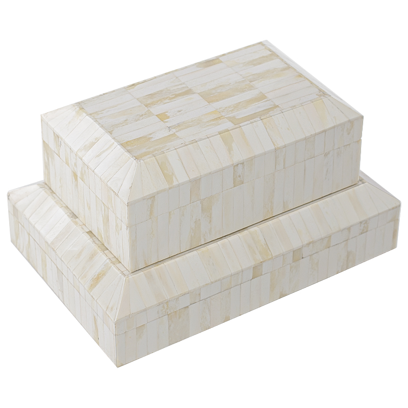 Комплект шкатулок Amadou Bone Inlay Белый ivory ( слоновая кость ) в Брянске | Loft Concept 