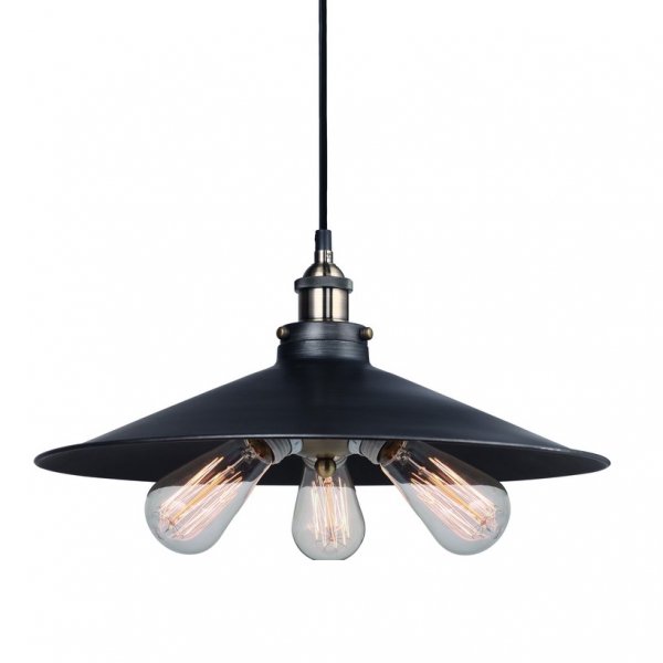 Подвесной светильник 20th C. Factory Filament Metal Triple Pendant Black Черный Подвесной светильник 20th C. Factory Filament Metal Triple Pendant Black Черный в Брянске | Loft Concept