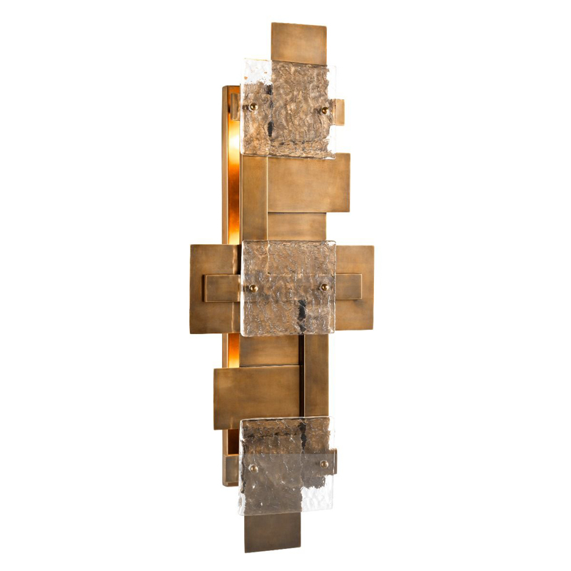 Бра Eichholtz Wall Lamp Langham Прозрачный Винтажная латунь в Брянске | Loft Concept 