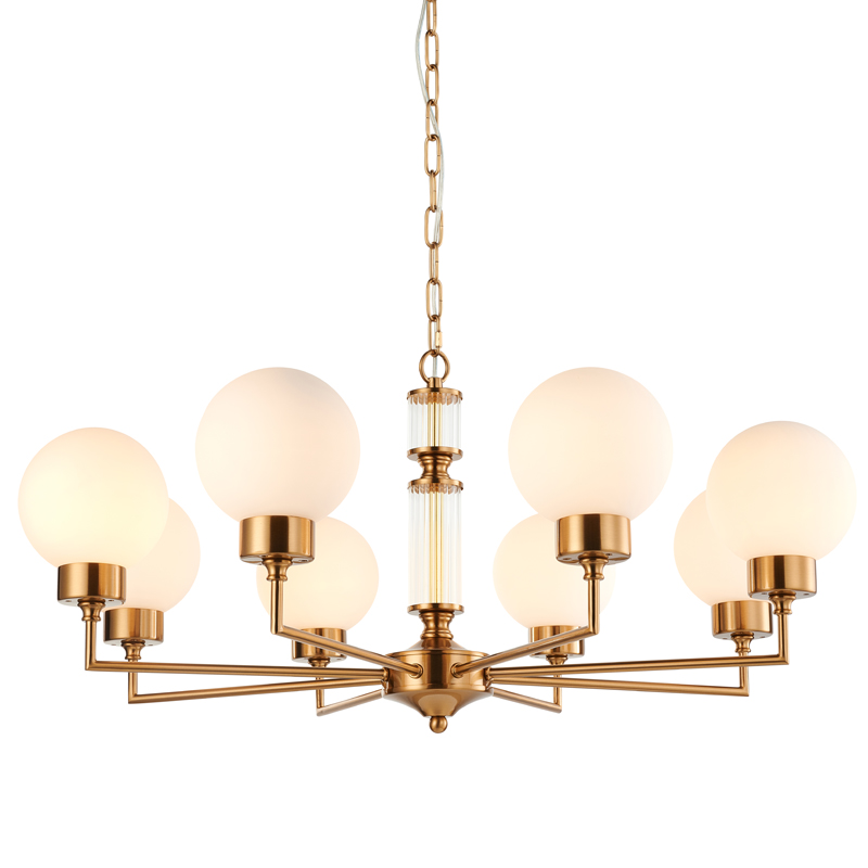Люстра Zibille Chandelier Brass 78 Латунь Белое матовое стекло Прозрачный Люстра Zibille Chandelier Brass 78 Латунь Белое матовое стекло Прозрачный в Брянске | Loft Concept