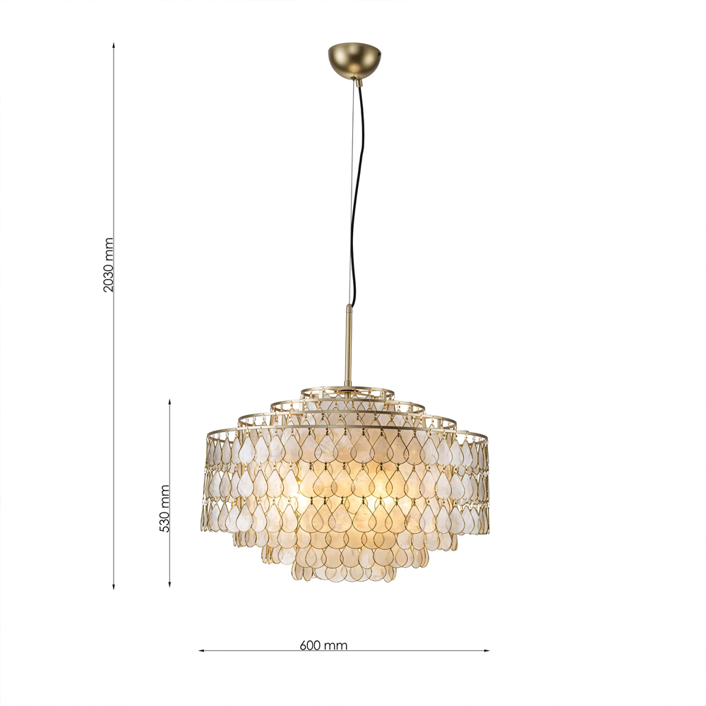 Люстра многоярусная с декором из натуральной морской ракушки Iridescent Light в Брянске