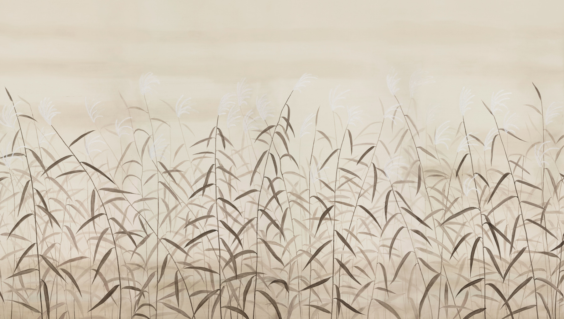 Обои ручная роспись Wild Grasses Original colourway on Bleached Silver slub silk with embroidery Обои ручная роспись Wild Grasses Original colourway on Bleached Silver slub silk with embroidery - постер Loft-Concept в Брянске