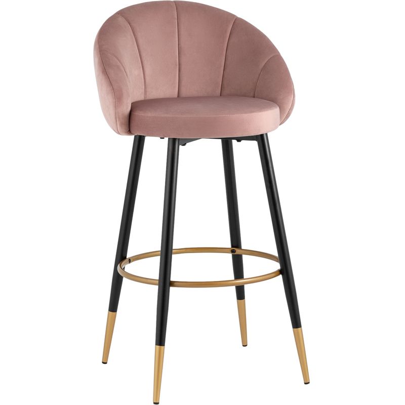 Барный Стул Alberto Chair Розовый Велюр Розовый пастельный Черный Золотой Барный Стул Alberto Chair Розовый Велюр Розовый пастельный Черный Золотой в Брянске | Loft Concept