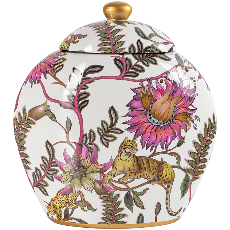 Ваза с крышкой Leopard Flowers Vase White Белый Розовый Мульти Ваза с крышкой Leopard Flowers Vase White Белый Розовый Мульти в Брянске | Loft Concept